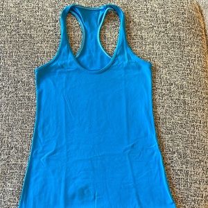 Lululemon cool racer tank- blue. Size 4. Good condition..